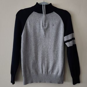 Tommy Hilfiger Quarter Zip Mock Neck Pullover Sweater Boys L 16/18 Preppy Trendy